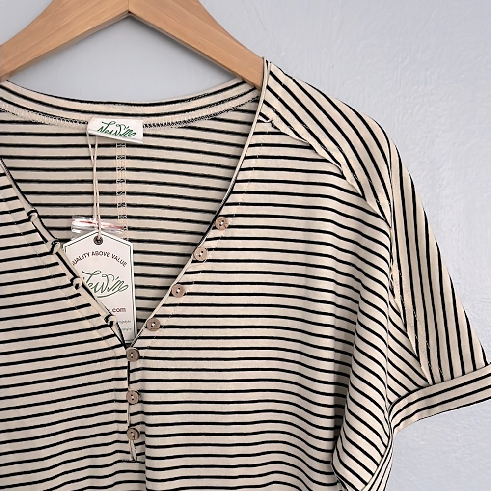 Cotton Striped V-Neck Tee
